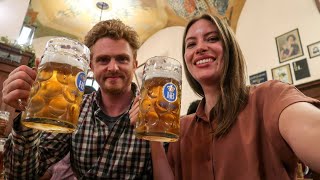 BAVARIAN BEER amp FOOD Tour in Munich Germany 🥨  Drinking in HOFBRÄUHAUS German Beer Hall 🍺 [upl. by Shantee]