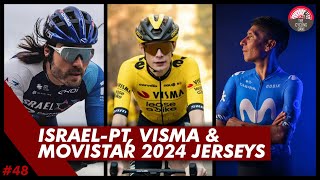 UCI WORLD TOUR 2024 KIT REVIEW  Visma Lease A Bike IsraelPremier Tech and Movistar Team [upl. by Schwinn]