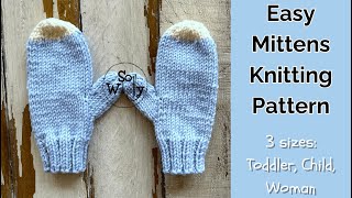 How to knit Easy Mittens for Beginners 3 sizes  So Woolly [upl. by Soraya]