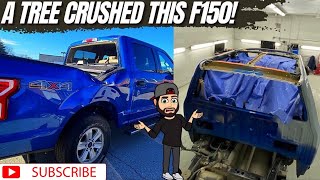 A Tree CRUSHED This F150 Check out how I replace the roof autobody ford fordtrucks bodyshop [upl. by Opportuna]