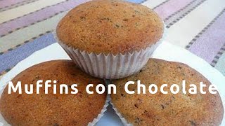 Muffins con chocolate  Receta casera fácil [upl. by Eilla]