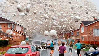 Massive destruction in Canada Baseballsized hail storm hit Calgary Alberta everyone is shocked [upl. by Ahsuas228]