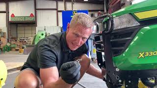 John Deere X330 Front Blade Removal and Mower Install [upl. by Metzger]