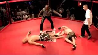 Cage Fighting Boxing  Two guys in double punch knockout [upl. by Otir66]