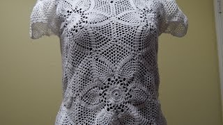 Blusa Crochet con Tejido Hexagonal 1 de 2 [upl. by Einahteb129]