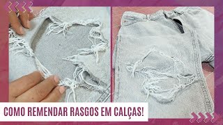 Como fazer REMENDO EM CALÇA JEANSGANGA  Dicas de COSTURA [upl. by Elonore]