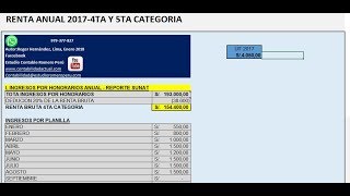 Calcula tu Renta Anual 4ta Categoría 2018 en ExcelPlantilla [upl. by Elmajian]