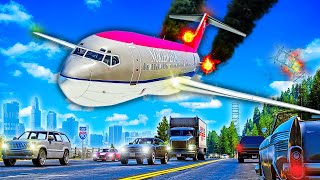 Boeing 727 CRASH LANDING on BUSY Interstate in GTA 5 [upl. by Earazed42]