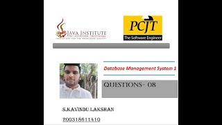 Question 03 Set 02  Database Management System  Java Institute [upl. by Bakerman879]