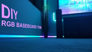 DIY RGB BASEBOARD TRIM  START TO FINISH  DIFFUSING LED STRIP LIGHTS [upl. by Elac]