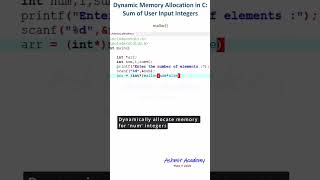 Dynamic Memory Allocation in C Sum of User Input Integers cprogramming cprogrammingbasics [upl. by Nivan]