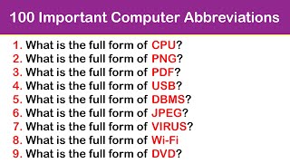 Computer Abbreviations amp Acronyms Quiz  100 Important Questions  Computer Science GK Quiz  MCQ [upl. by Gagnon]