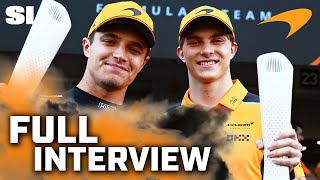 Lando Norris And Oscar Piastri Race A Lap Of RapidFire Questions [upl. by Cott]