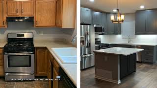 Before amp After Gray Shaker Kitchen Remodel With 3D Design [upl. by Aremat]