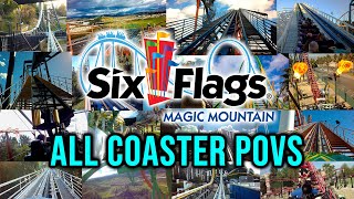 Six Flags Magic Mountain All Major Coaster POV Compilation in 4K [upl. by Sanfred]