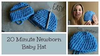 20 Minute Newborn Crochet Beanie [upl. by Leanahtan]