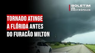 Tornado atinge a Flórida antes do furacão Milton [upl. by Yumuk]