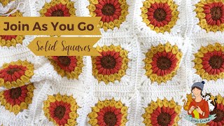 Crochet The Continuous Join As You Go Solid Granny Square Method [upl. by Kendy847]