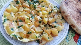 frite omelette recette algérienne أمليت البطاطا المقلية على الطريقة الجزائرية [upl. by Eisele]