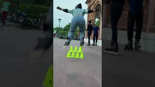 Inline skating stunts 😱 inlineskating skating viralvideo youtubeshorts shorts girlreaction [upl. by Nitsug]