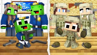 Mikey Family POLICE vs JJ Family MILITARY Challenge in Minecraft Maizen [upl. by Jardena]