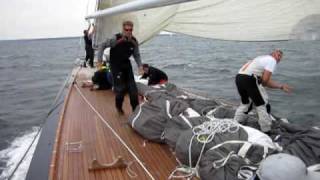 Spinnaker takedown onboard the J Class Yacht Hanuman [upl. by Asilanna421]