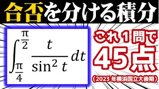 合否を分ける積分④【1問45点の良問】（2023 横浜国立大） [upl. by Notsahc]