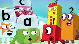 Numberblocks amp officialalphablocks  Alert Alphablocks and Numberblocks First Meet  Making Friends [upl. by Juni]