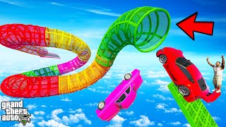 FRANKLIN TRIED IMPOSSIBLE COLOURFUL TUBE ULTRA MEGA RAMP PARKOUR CHALLENGE GTA 5  SHINCHAN and CHOP [upl. by Toiboid]