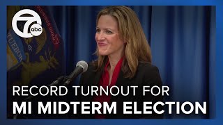 Jocelyn Benson speaks following successful 2022 Michigan Midterm Election [upl. by Atwekk521]