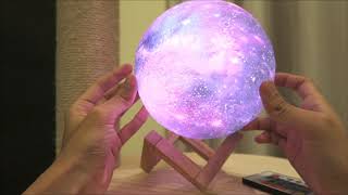 3D Printed Galaxy Moon Lamp LED Lights Color Switch Design Home Decor [upl. by Nyvlem]