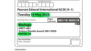 IGCSE  Biology  Paper 1B  May 2023  Pearson Edexcel [upl. by Aiykan55]