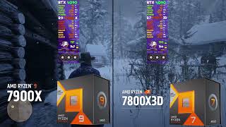 AMD Ryzen 9 7900X vs Ryzen 7 7800X3D  RDR 2  RTX 4090 [upl. by Anoit644]