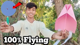 Paper Kite 100 Working And Flying  How To Make Kite [upl. by Epuladaug]