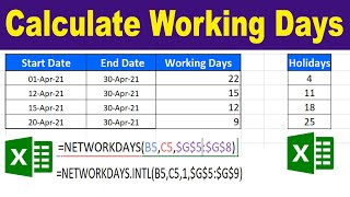 How to Calculate Working Days in Excel by learning center in Urduhindi [upl. by Corvin]