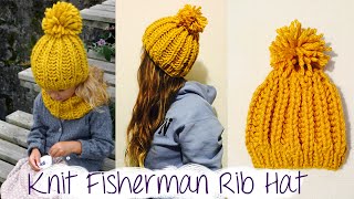 HOW TO KNIT FAST AND EASY CHUNKY RIBBED HAT [upl. by Averir]