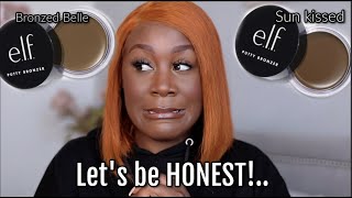 TESTING NEW ELF PUTTY BRONZERS  swatches amp comparison on dark skin [upl. by Schwitzer53]