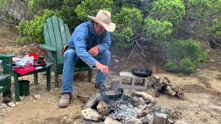 Making A Simple Campfire Breakfast in an Iron Skillet [upl. by Rabin357]