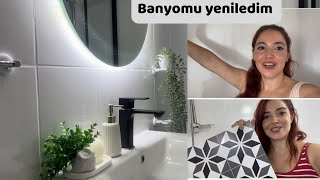 İnanılmaz Banyo Değişimi Kırmadan Dökmeden Banyomu Yeniledim  Fayans Boyama Yer Döşeme [upl. by Ardiekal]