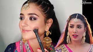 Mehndi makeup  Mehwish Hayat inspired Makeup Look in Punjabi Song [upl. by Lombardy]