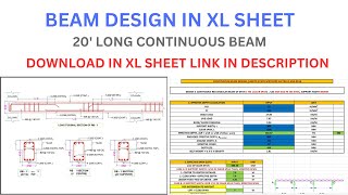 BEAM DESIGN IN XL SHEET AND DOWNLOAD IN DESCRIPTION [upl. by Ayet223]