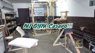 Gym casero hecho en madera aparatos construccion fitness casera maquinas multigym [upl. by Ihcalam]