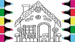 Gingerbread Christmas House Coloring Christmas Coloring Page for Kids🎄🦌🎄💛🎄 [upl. by Ecinom]