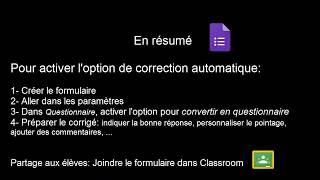 Google Formulaire comment activer la correction automatique [upl. by Arretal]