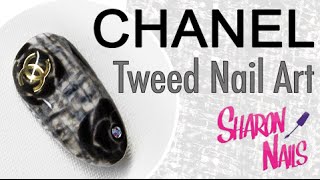 Nail art Tutorial  Chanel Tweed Nail Art  Gel Polish Nail art [upl. by Osborne]