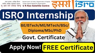 ISRO Internship 2024  ISRO Internships For Computer Science 2024  Government Internship 2024 [upl. by Floris]