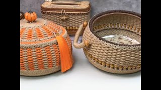 HOW TO HANDMADE BASKET WITH PLATE AND ROPE craft handmade weaving [upl. by Llertnek84]