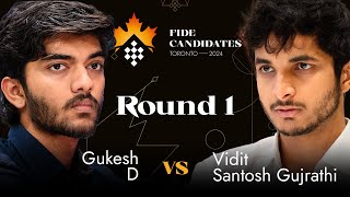 Gukesh D  Vidit Gujrathi  FIDE Candidates 2024 [upl. by Lisetta]