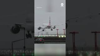 American Airlines flight makes wild landing at Londons Heathrow Airport [upl. by Nodnar]