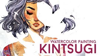 quotKINTSUGIquot Watercolor Painting Process  Jacquelindeleon [upl. by Adnawaj]